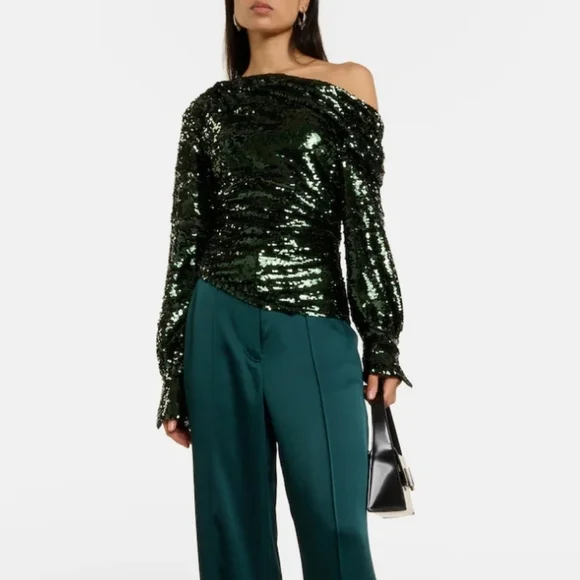 Simkhai Womens Green Alice One-Shoulder Top NWT - Picture 1 of 12